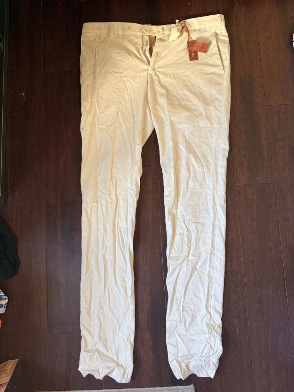 Loro Piana Men's Cream Flat-Front Slim Trousers 54 IT NEW WITH TAGS Italy